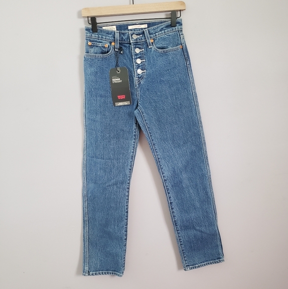 Levis wedgie High Rise Straight Leg Utility Jeans Button Fly SZ 24 - Picture 2 of 6